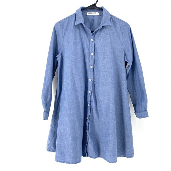 SBJ Austin Women's Chambray Flare Hemline Top  - 1 - Picture 1 of 5